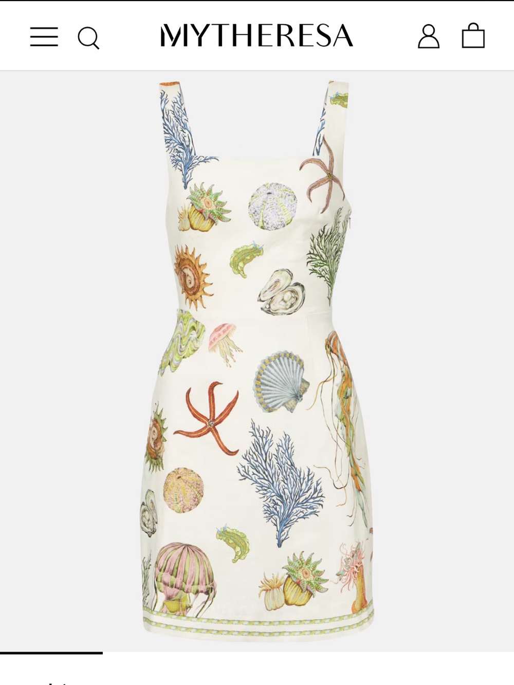 Alemais White Mini Dress with Multicolor Seashell & Coral Print
